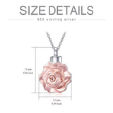 Ashes Keepsake 925 Sterling Silver Rose Gold Rose Urn Necklace For Cremation Ashes