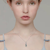 Ashes Keepsake 925 Silver Teardrop Rose Urn Necklace With Zirconia / Cremation Jewelry For Remembrance