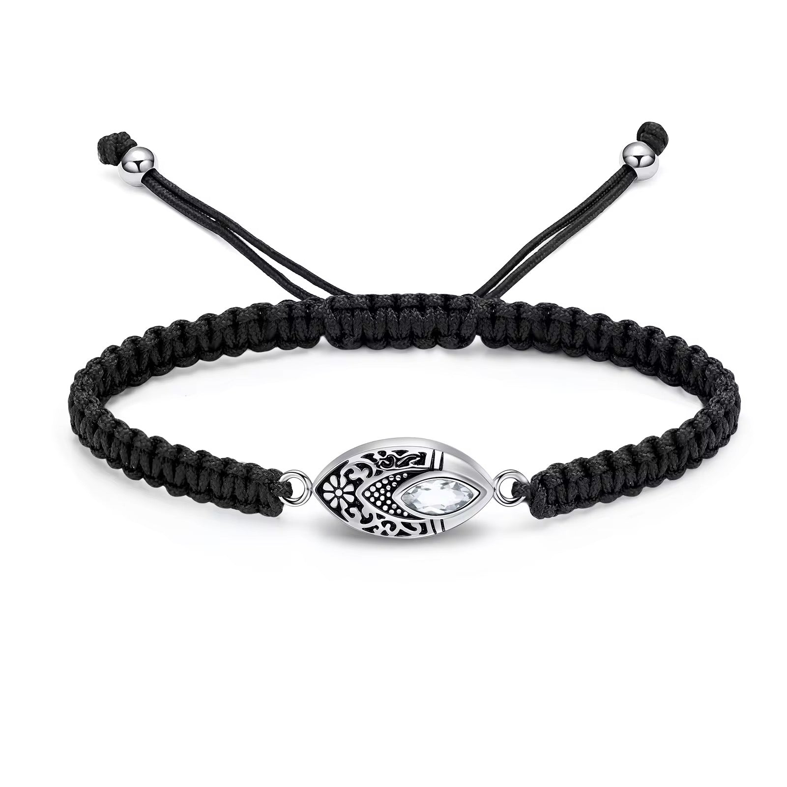 Ashes Keepsake Eye Crystal Urn Bracelet With Ornaments, Blue, Black, White, Purple Zirconia Cremation Jewelry For Women or Men