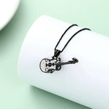 Ashes Keepsake Guitar Urn Necklace Holder For Musician’s Memory, Silver or Black Cremation Jewelry Pendant