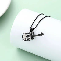 Ashes Keepsake Guitar Urn Necklace Holder For Musician’s Memory, Silver or Black Cremation Jewelry Pendant