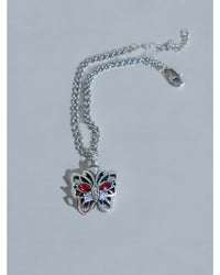 Ashes Keepsake 925 Sterling Silver Red Zircon Butterfly Urn Bracelet / Cremation Jewelry For Women