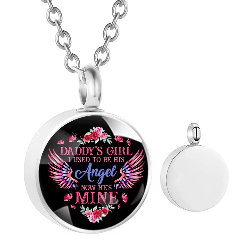 Ashes Keepsake I Used To Be His Angel Now He Is Mine Urn Necklace For Dad’s Ashes Cremation Jewelry