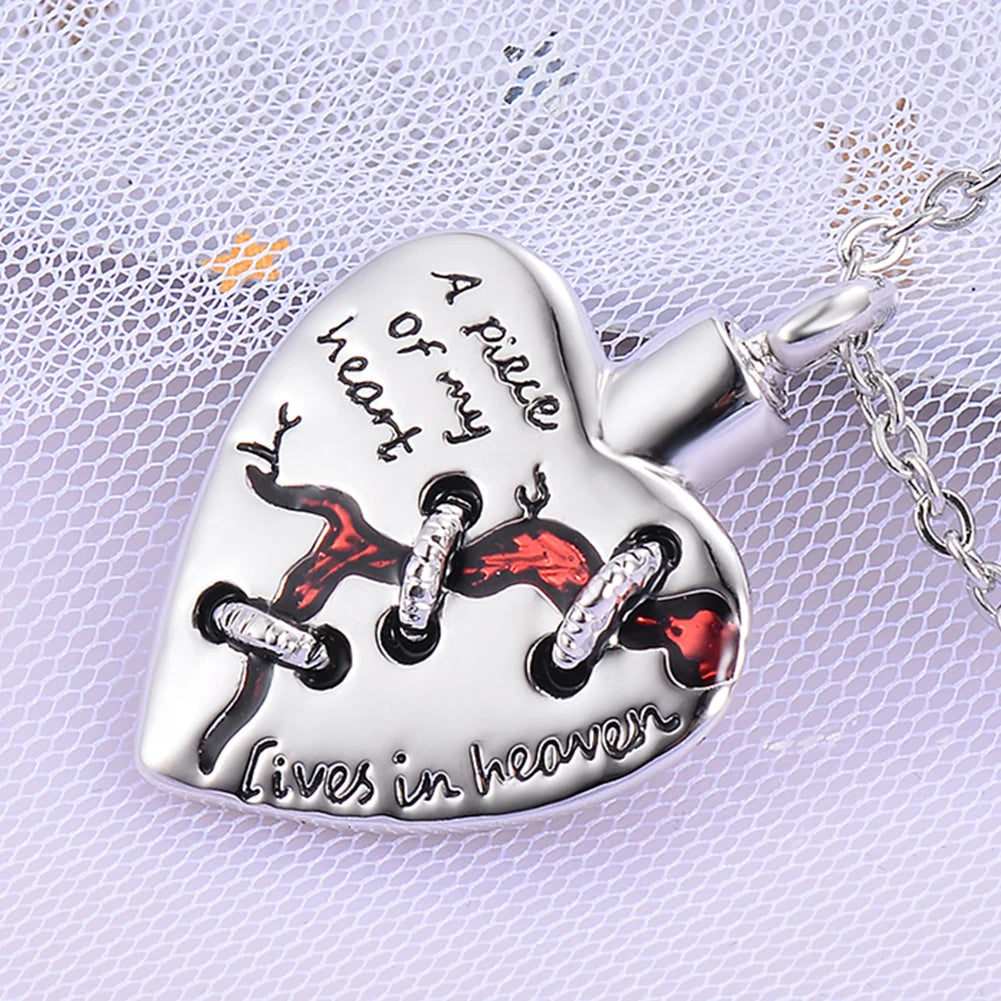 Ashes Keepsake A Peace Of My Heart Lives in Heaven Broken Heart Urn Necklace / Cremation Jewelry For Ashes