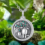 Sterling Silver Elephant Tree of life Urn Necklace