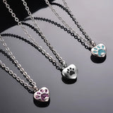 Stainless Steel Rhinestone Pet Urn Necklace Paw Print
