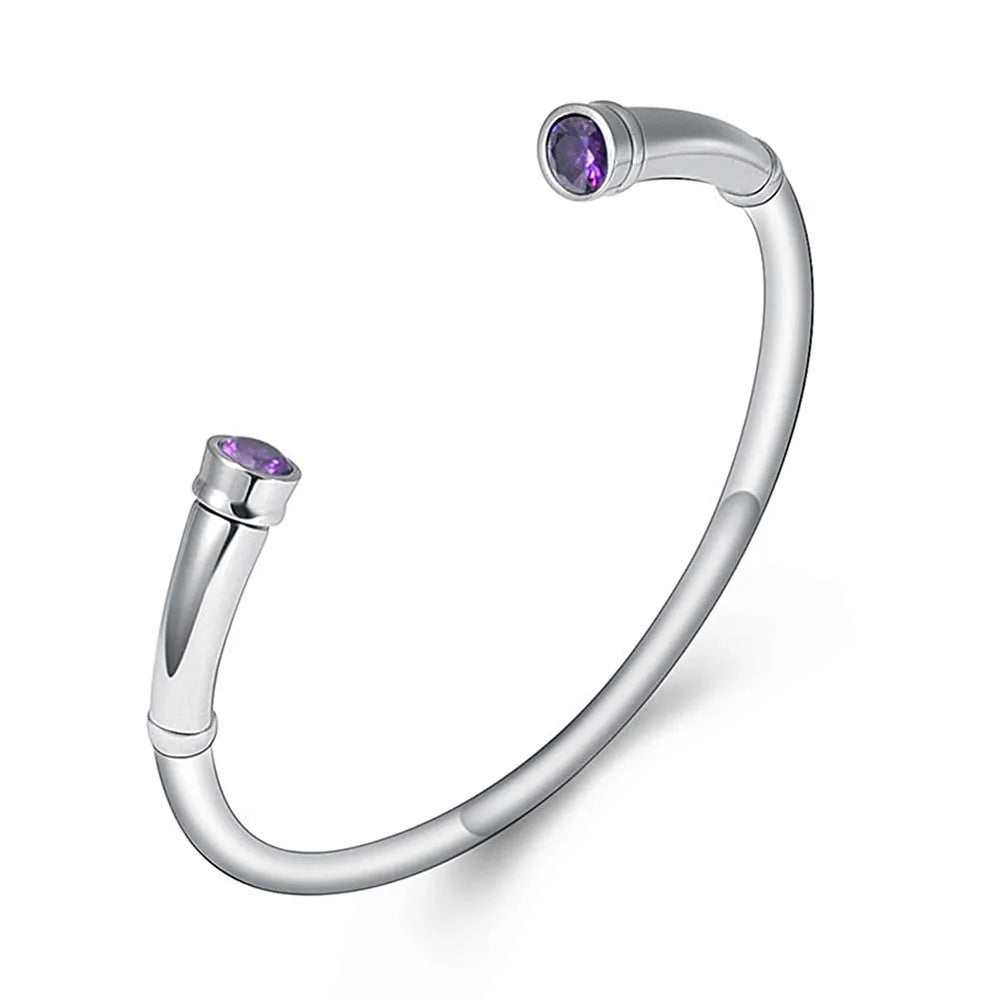 Ashes Keepsake Birthstone Charm Cuff Cremation Urn Bracelet Stainless Steel Expandable