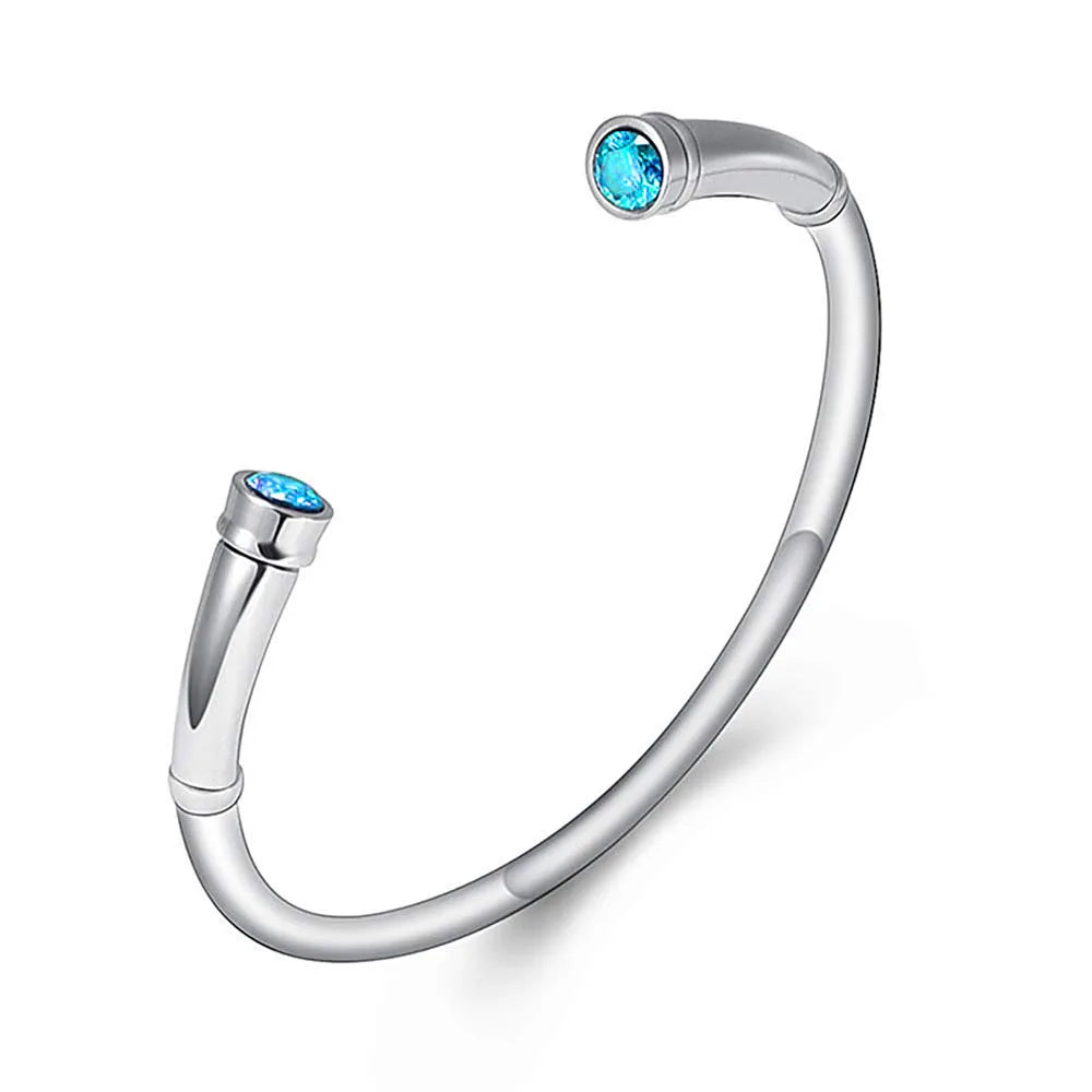 Ashes Keepsake Birthstone Charm Cuff Cremation Urn Bracelet Stainless Steel Expandable