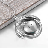 Ashes Keepsake Blue Heart Crystal Urn Necklace for Dad's Ashes "A Piece of My Heart Lives In Heaven" Cremation Jewelry