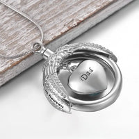 Ashes Keepsake Blue Heart Crystal Urn Necklace for Dad's Ashes "A Piece of My Heart Lives In Heaven" Cremation Jewelry