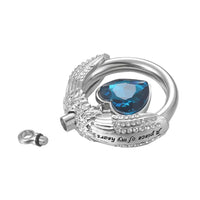 Ashes Keepsake Blue Heart Crystal Urn Necklace for Dad's Ashes "A Piece of My Heart Lives In Heaven" Cremation Jewelry