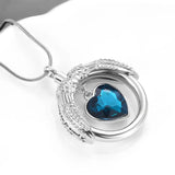 Ashes Keepsake Blue Heart Crystal Urn Necklace for Dad's Ashes "A Piece of My Heart Lives In Heaven" Cremation Jewelry