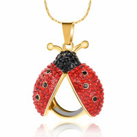 Lady Beetle Urn Necklace With Crystals