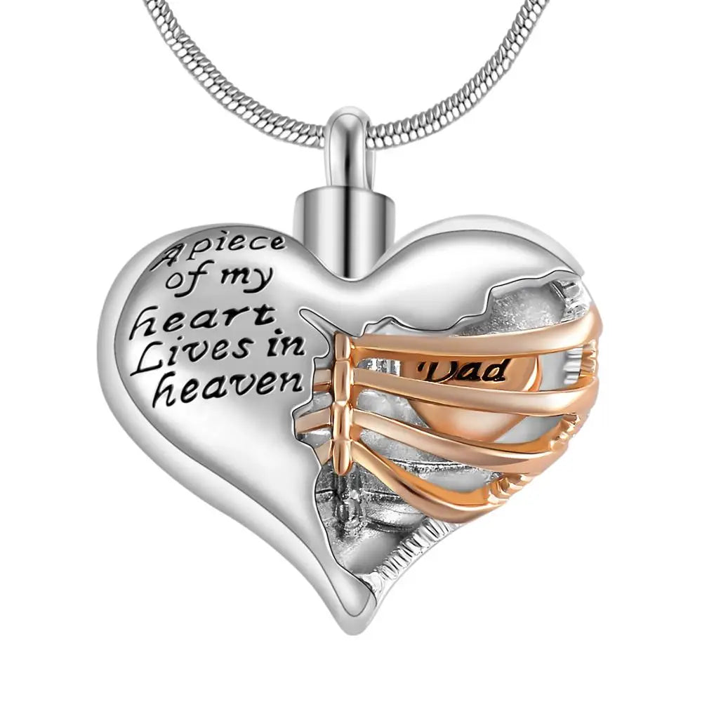 Ashes Keepsake A Piece of My Heart Lives in Heaven Locket Heart Urn Necklace Cremation Jewelry