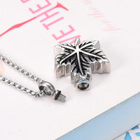 Ashes Keepsake Maple Leaf Urn Necklace, Stainless Steel Cremation Jewelry