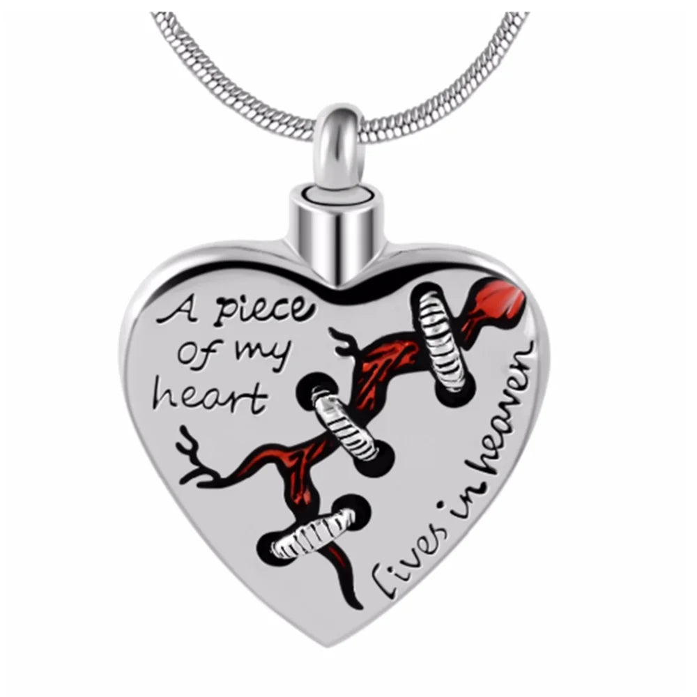 Ashes Keepsake A Peace Of My Heart Lives in Heaven Broken Heart Urn Necklace / Cremation Jewelry For Ashes