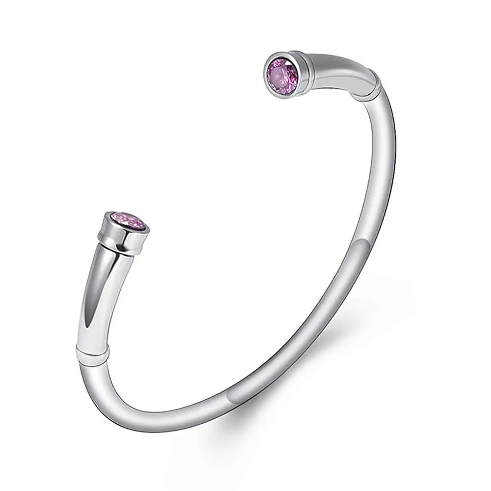 Ashes Keepsake Birthstone Charm Cuff Cremation Urn Bracelet Stainless Steel Expandable