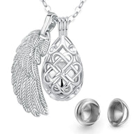 Cage Wing Locket Necklace For Ashes Stainless Steel Cremation Jewelry