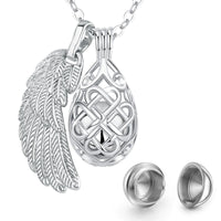 Cage Wing Locket Necklace For Ashes Stainless Steel Cremation Jewelry