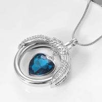 Ashes Keepsake Blue Heart Crystal Urn Necklace for Dad's Ashes "A Piece of My Heart Lives In Heaven" Cremation Jewelry