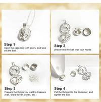 Cage Wing Locket Necklace For Ashes Stainless Steel Cremation Jewelry