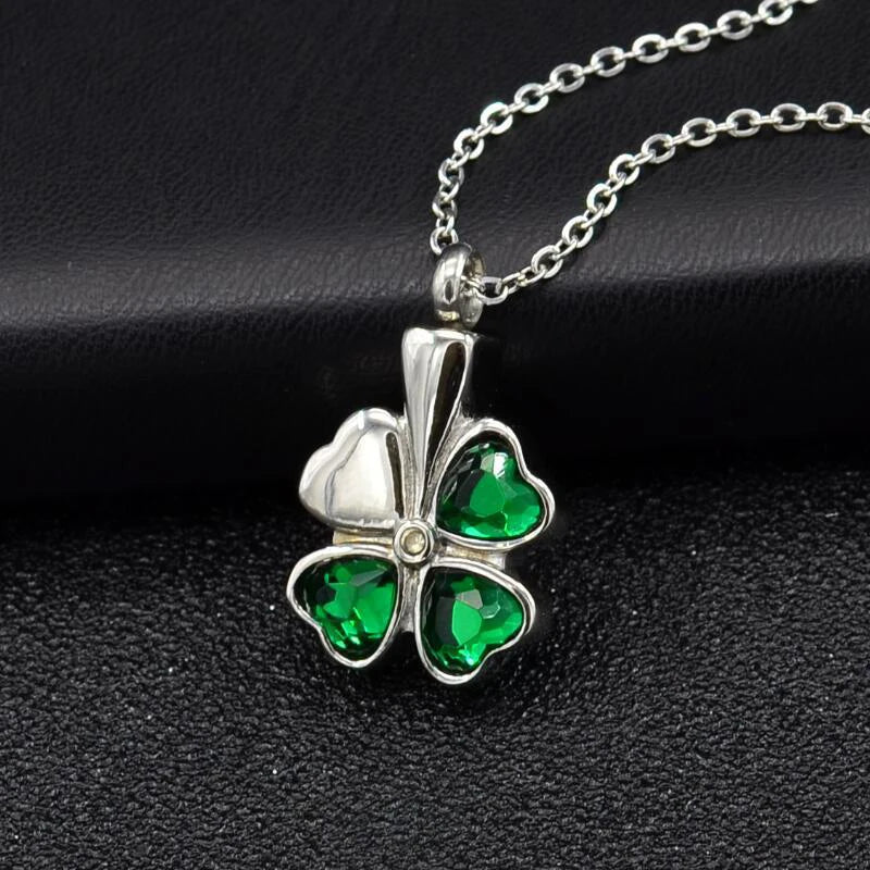 Cremation Jewelry Clover Urn Necklace