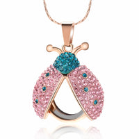 Lady Beetle Urn Necklace With Crystals