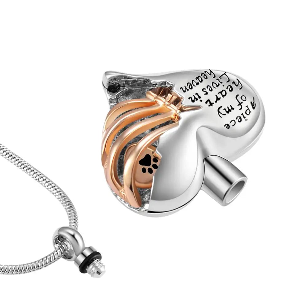 Ashes Keepsake A Piece of My Heart Lives in Heaven Locket Heart Urn Necklace Cremation Jewelry