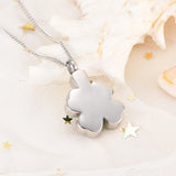 Cremation Jewelry Clover Leaf Urn Necklace With Zirconia