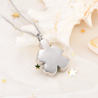 Cremation Jewelry Clover Leaf Urn Necklace With Zirconia