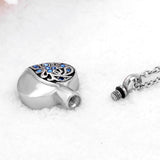 Ashes Keepsake Blue Crystal Heart Flower Stainless Steel Urn Cremation Jewelry Necklace for Ashes