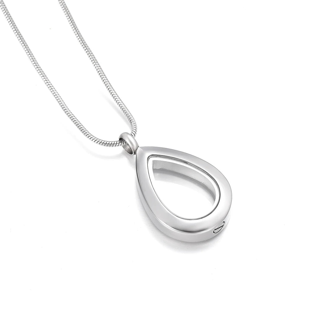 Ashes Keepsake Silver Teardrop Glass Urn Necklace For Ashes Cremation Jewelry