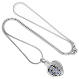 Ashes Keepsake Blue Crystal Heart Flower Stainless Steel Urn Cremation Jewelry Necklace for Ashes