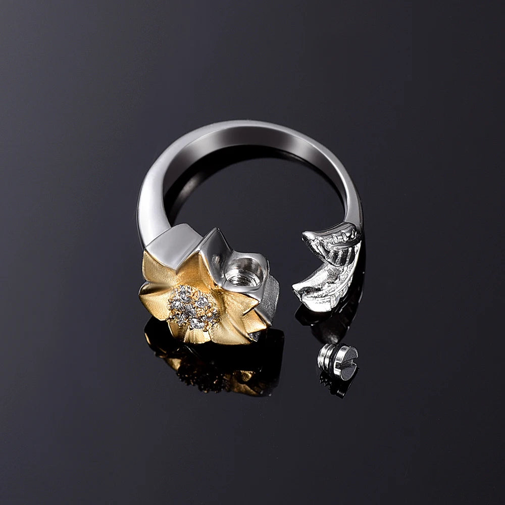 Memorial Ring Sun Flower With Crystal