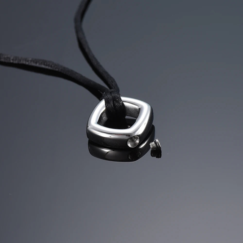 Ashes Keepsake Hollow Square Mini Urn Necklace For Cremation Ashes