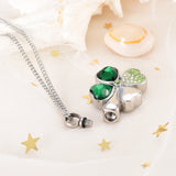 Cremation Jewelry Clover Leaf Urn Necklace With Zirconia