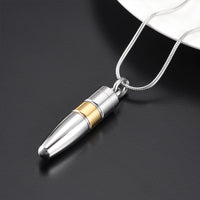 Bullet Urn Pendant Mens Memorial Jewelry