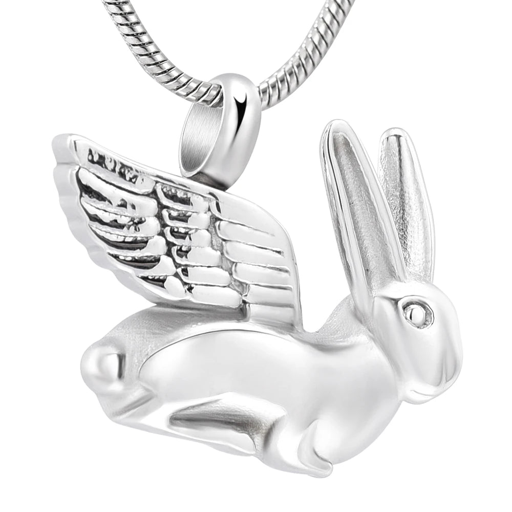 Rabbit Bunny With Angel Wings Cremation Urn Necklace