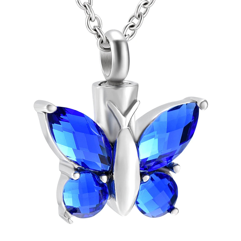 Ashes Keepsake Butterfly Urn Necklace Stainless Steel Urn Pendant