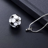 Ashes Keepsake Soccer Ball Urn Necklace, Enamel Stainless Steel Cremation Jewelry For Men