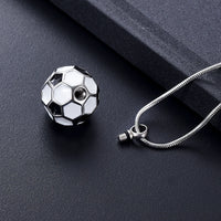 Ashes Keepsake Soccer Ball Urn Necklace, Enamel Stainless Steel Cremation Jewelry For Men