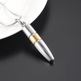 Bullet Urn Pendant Mens Memorial Jewelry