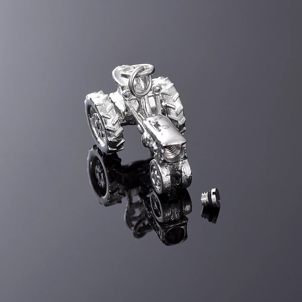 Ashes Keepsake Tractor Urn Necklace For Men  316L Stainless Steel Cremation Jewelry