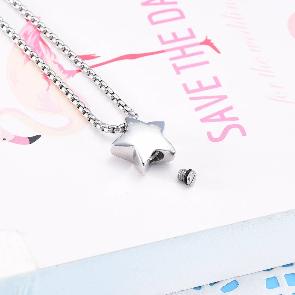 Cremation Jewelry Star Memorial Urn Necklace