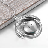 Ashes Keepsake Blue Heart Crystal Urn Necklace for Dad's Ashes "A Piece of My Heart Lives In Heaven" Cremation Jewelry