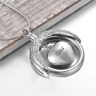 Ashes Keepsake Blue Heart Crystal Urn Necklace for Dad's Ashes "A Piece of My Heart Lives In Heaven" Cremation Jewelry