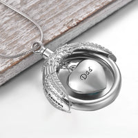 Ashes Keepsake Blue Heart Crystal Urn Necklace for Dad's Ashes "A Piece of My Heart Lives In Heaven" Cremation Jewelry