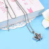 Ashes Keepsake Maple Leaf Urn Necklace, Stainless Steel Cremation Jewelry