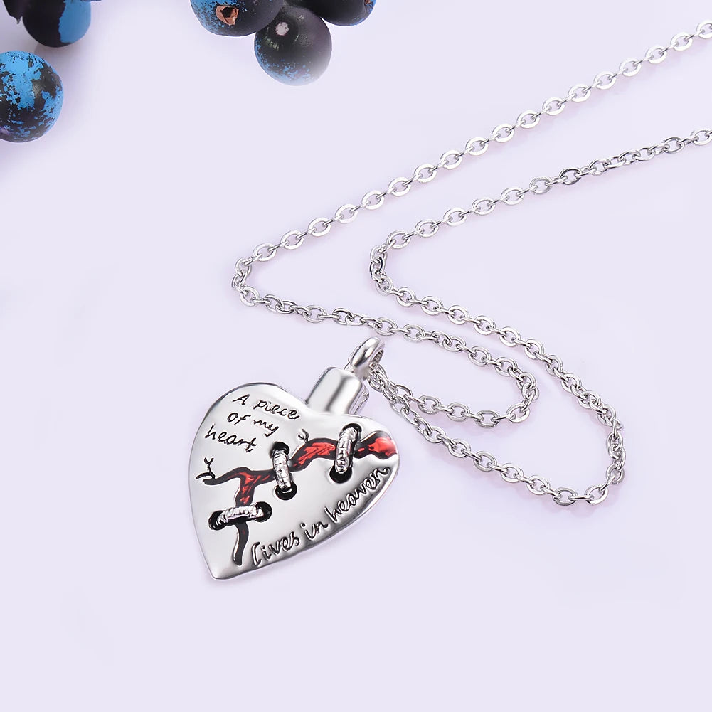Ashes Keepsake A Peace Of My Heart Lives in Heaven Broken Heart Urn Necklace / Cremation Jewelry For Ashes