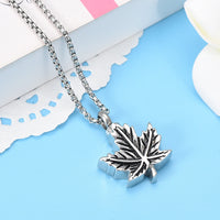Ashes Keepsake Maple Leaf Urn Necklace, Stainless Steel Cremation Jewelry